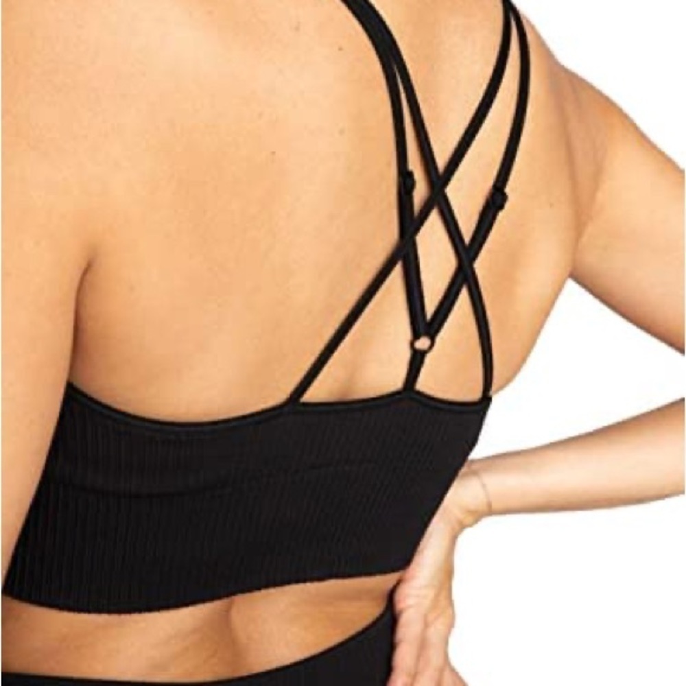 Good American NWT Black & Silver Sports Bra Size 1 (S).
